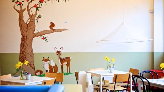 Seating area at Apple Tree Children's Cafe in London