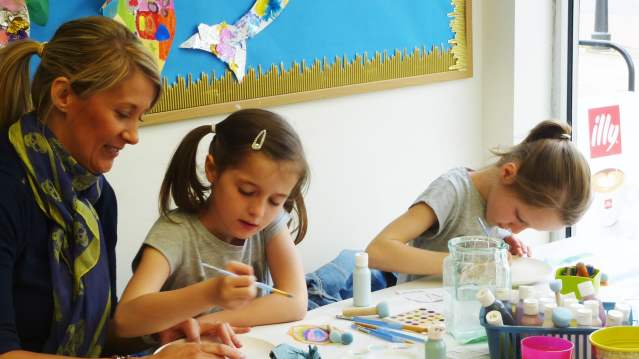 Family painting at Codsall Hive Craft and Ceramic Studio in Wolverhampton