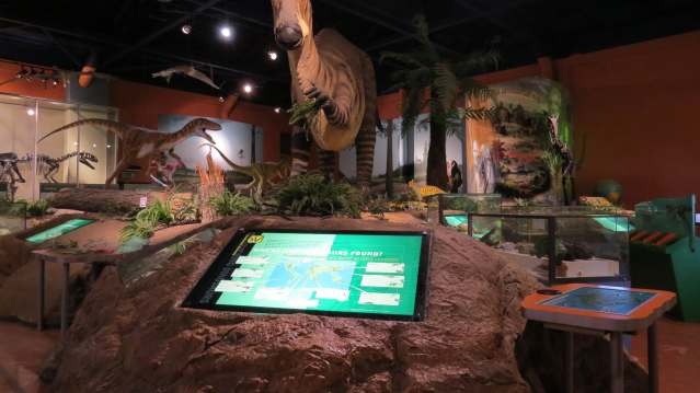 Display of dinosaurs at Dinosaur Isle in Sandown