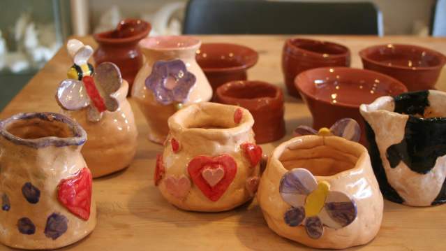 Painted pottery at China Butterfly Craft Centre in Formby