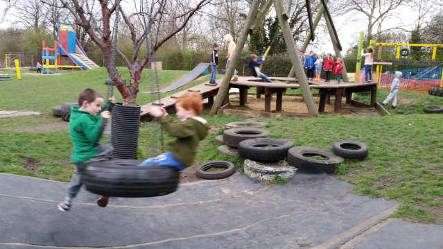 Kids on playground at New Ark Adventure Playground in Peterborough