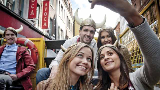 People on Viking Splash Tours in Dublin