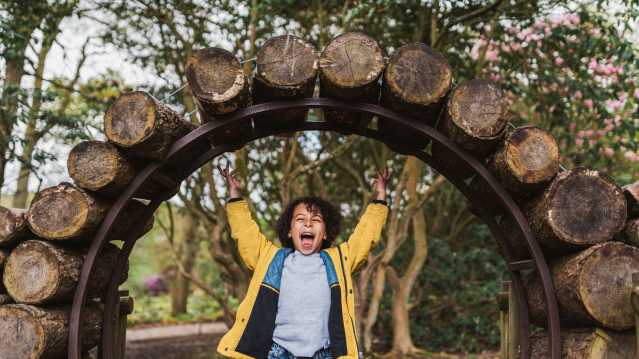 A little boy playing art RHS Harlow Carr in Harrogate