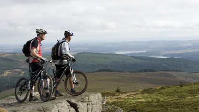 Cyclists at The Bike Place in Kielder