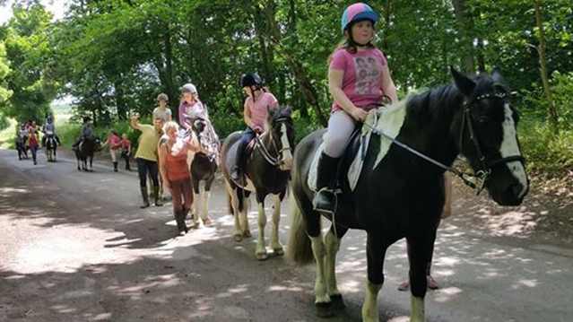 Kids on horse back at Woldgate Trekking and Livery Centre in Bridlington