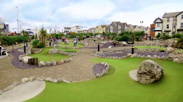 Families on golf course at Blackpool Adventure Golf
