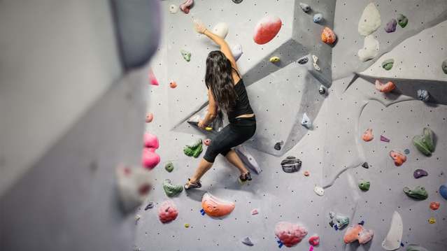 Girl climbing at The Climbing Hangar in Liverpool