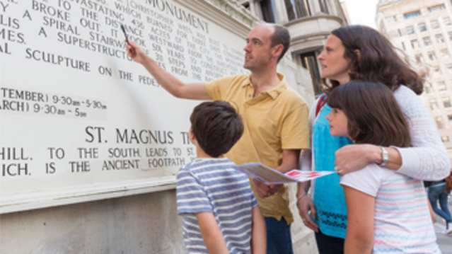 Family finding clues on The Rochester Mystery Trail