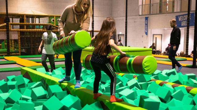 Two people playing at Carerton Soft Play and Trampoline Park in Oxfordshire