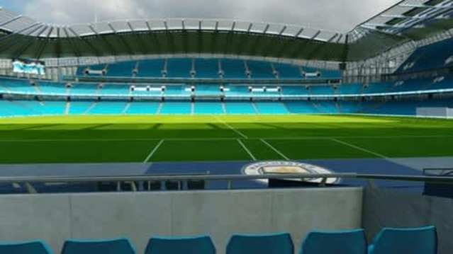 Manchester City Etihad Stadium exterior with fans arriving for stadium tour tickets