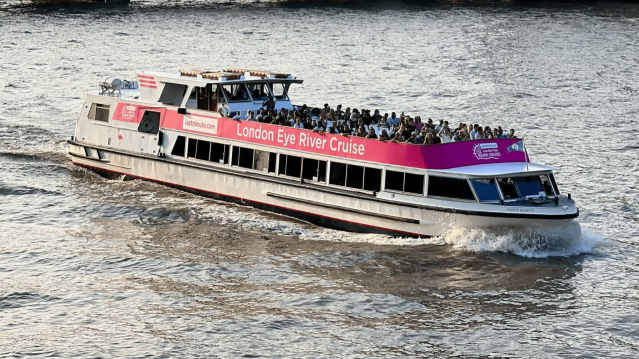 Close up of the London Eye River Boat on the River Thames