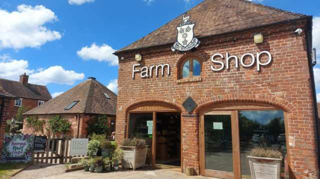 The entrance to Apley Farm Shop, home of the Haunted Harvest pumpkin field, Telford, Shropshire